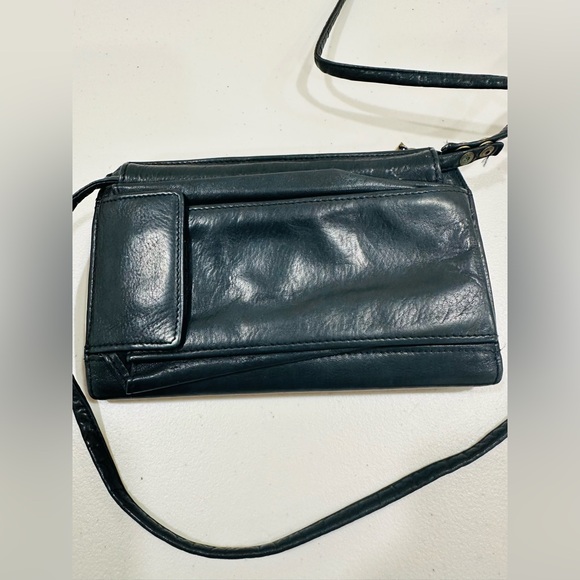 Fossil Vintage‎ Black Leather Crossbody Purse Bag Wallet Phone Sunglasses Pouch! - Picture 4 of 12